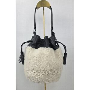 Loeffler Randall Industry Wool Drawstring Shoulder bag White with Black trim‎